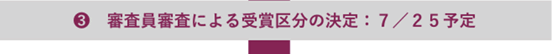 審査員審査による受賞区分の決定　7月25日予定
